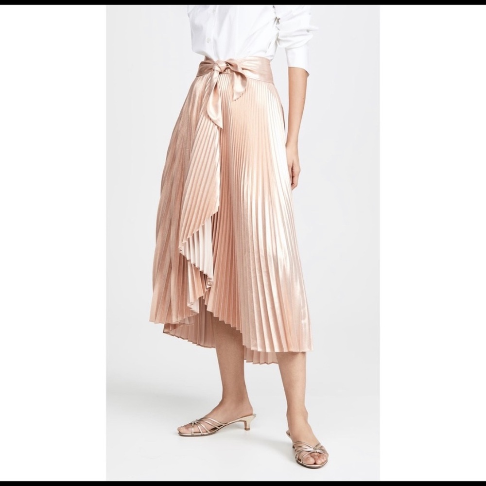 A.L.C. Eleanor Pleated Wrap Skirt Rose Gold NWT 14
